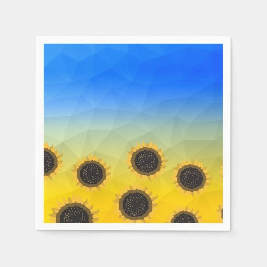 Serviette En Papier Ukraine jaune bleu géométrie maillage motif Fleurs (Devant)