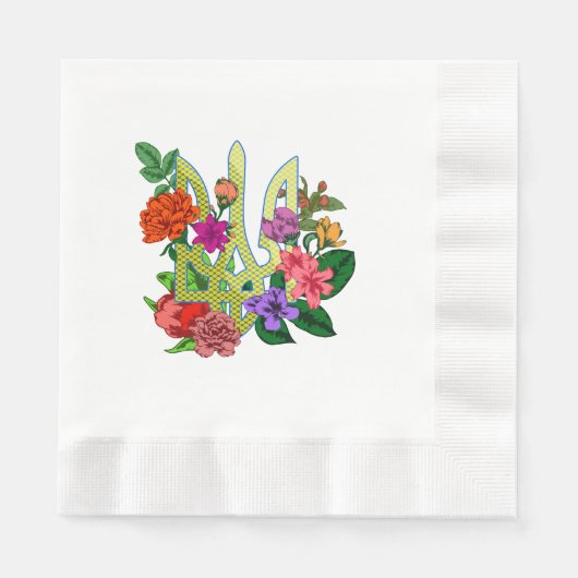 Serviette En Papier Ukrainian heraldry trident tryzub blooming flowers (Devant)