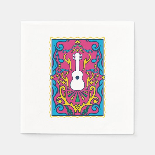 Serviette En Papier Ukulele Beach Hawaii Instrument Party musique cade (Devant)