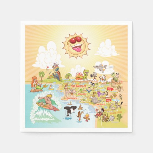 Serviette En Papier Ultime Sunny California Papier Napkin (Devant)
