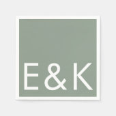 Serviette En Papier Ultra Moderne Gras Grand Monogramme Simple Sage Ve (Devant)