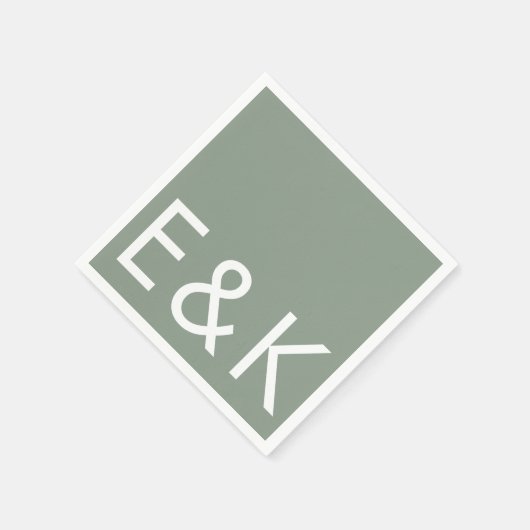 Serviette En Papier Ultra Moderne Gras Grand Monogramme Simple Sage Ve (Coin)