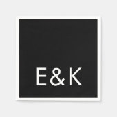 Serviette En Papier Ultra moderne Gras Gros Monogramme Simple Noir (Devant)