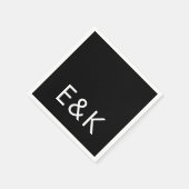 Serviette En Papier Ultra moderne Gras Gros Monogramme Simple Noir (Coin)