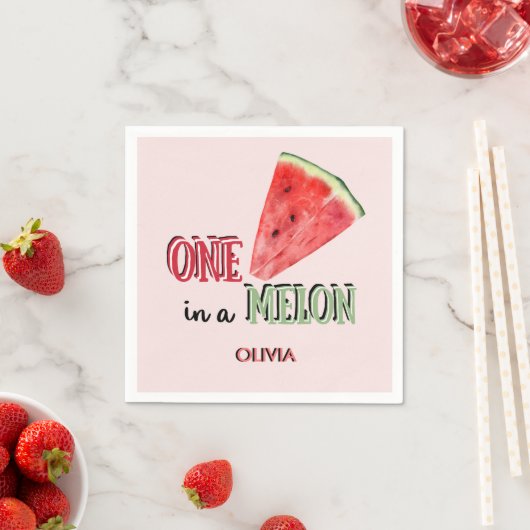 Serviette En Papier Un à Melon | Pastèque | 1er anniversaire (En situation)