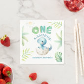 Serviette En Papier Un A-Saurus Boy Dinosaur 1er Anniversaire Papier (En situation)