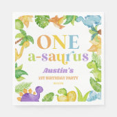 Serviette En Papier Un A-Saurus Dinosaur 1ère fête d'anniversaire (Devant)