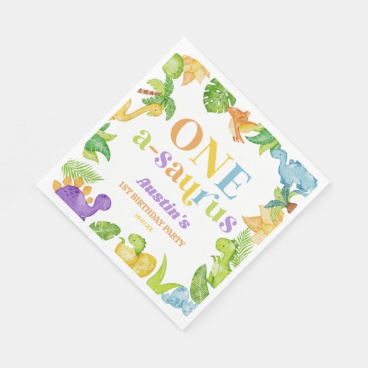 Serviette En Papier Un A-Saurus Dinosaur 1ère fête d'anniversaire (Coin)