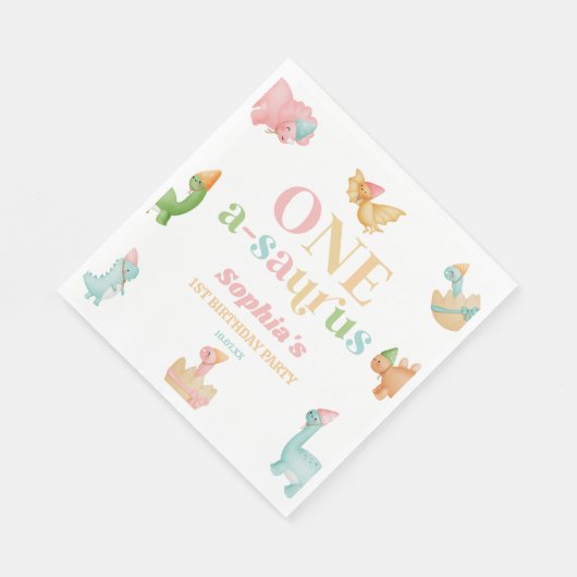 Serviette En Papier Un A-Saurus Dinosaur 1ère fête d'anniversaire (Coin)