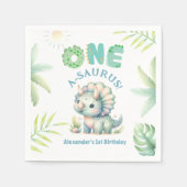 Serviette En Papier Un A-Saurus Triceratops Dinosaur 1er anniversaire (Devant)