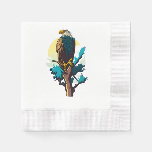 Serviette En Papier Un aigle chauve perché sur un arbre Napkin (Devant)