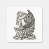 Serviette En Papier Un ange endormi sur la pierre (Devant)