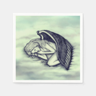 Serviette En Papier Un Ange endormi sur les nuages des cieux