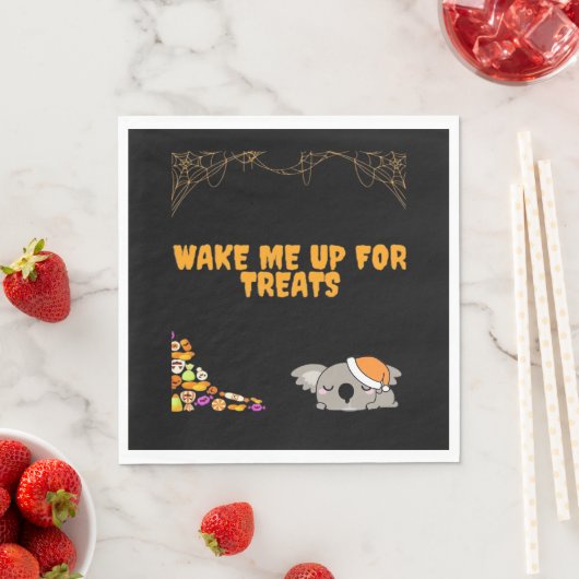 Serviette En Papier Un animal endormi prêt pour les friandises d'Hallo (En situation)