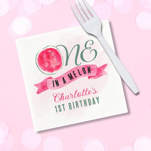 Serviette En Papier Un anniversaire de 1 an pastèque One in a Melon
