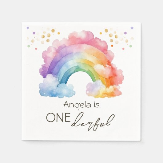 Serviette En Papier Un Anniversaire de enfant arc-en-ciel délirant (Devant)
