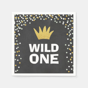 Serviette En Papier Un anniversaire sauvage de couronne d'or de
