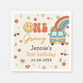 Serviette En Papier Un Arc-en-ciel rétro Super 1er anniversaire (Devant)