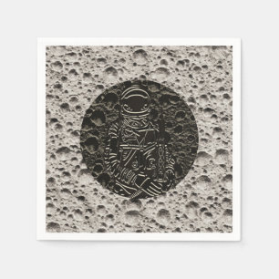 Serviette En Papier Un astronaute sur l'espace lune Noir & Grey