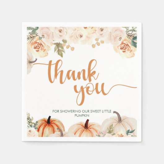 Serviette En Papier Un Baby shower Automne Un Peu Citrouille (Devant)