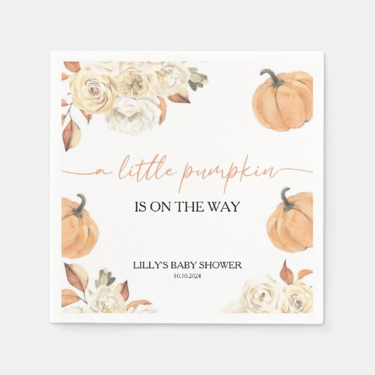 Serviette En Papier Un Baby shower Automne Un Peu Citrouille (Devant)