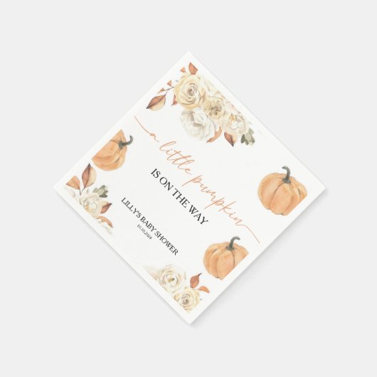 Serviette En Papier Un Baby shower Automne Un Peu Citrouille (Coin)