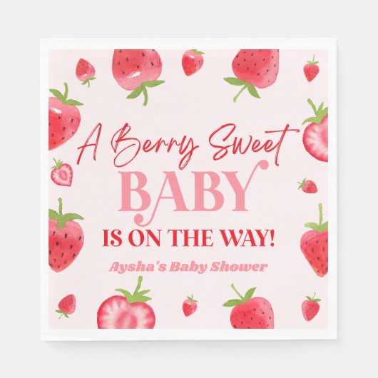 Serviette En Papier Un Baby shower de fraise Berry Sweet Baby (Devant)