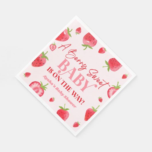 Serviette En Papier Un Baby shower de fraise Berry Sweet Baby (Coin)