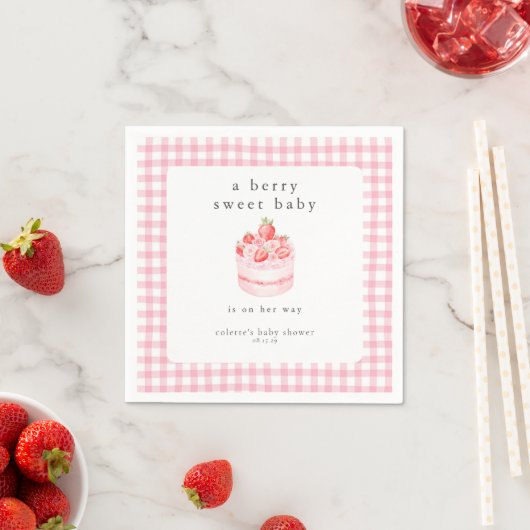 Serviette En Papier Un Baby shower de fraise Berry Sweet Baby (En situation)