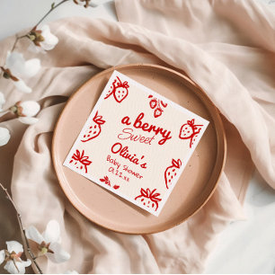 Serviette En Papier Un Baby shower de fraises à la main douce Berry