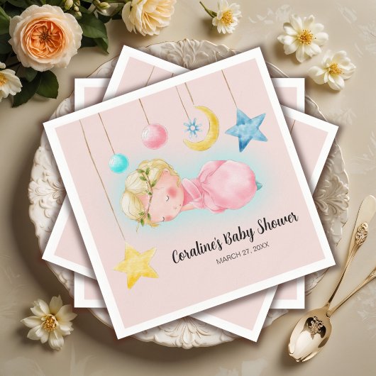 Serviette En Papier Un Baby shower de petite fille doux