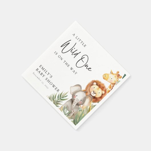 Serviette En Papier Un Baby shower Safari Un Peu Sauvage (Coin)