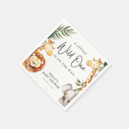 Serviette En Papier Un Baby shower Safari Un Peu Sauvage (Coin)
