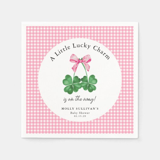 Serviette En Papier Un Baby shower Shamrock Un Peu Chanceux (Devant)