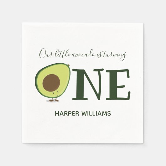 Serviette En Papier Un bébé Avocado premier anniversaire (Devant)