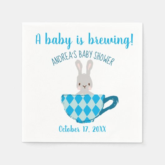 Serviette En Papier Un bébé brasse Blue Teacup Baby Boy Shower (Devant)