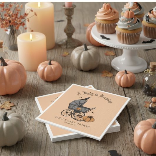 Serviette En Papier Un bébé brasse du Baby shower orange