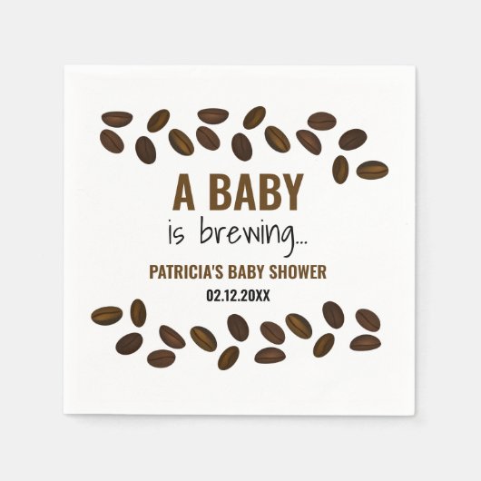 Serviette En Papier Un Bébé Brasse Du Café Baby shower À Thème (Devant)