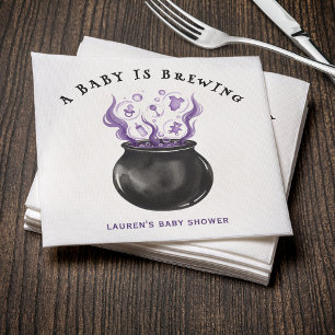 Serviette En Papier Un bébé brasse le Baby shower d'Halloween Cauldron