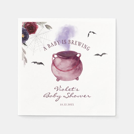 Serviette En Papier Un bébé brasse un Baby shower d'Halloween (Devant)