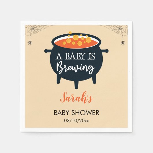 Serviette En Papier Un bébé brasse un Baby shower d'Halloween (Devant)