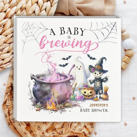 Serviette En Papier Un bébé brasse une fille Baby shower d'Halloween r