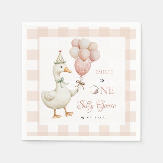 Serviette En Papier Un bébé d'oie sotte 1er anniversaire (Devant)