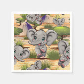 Serviette En Papier Un bébé éléphant qui sonne heureux dans la savane  (Devant)