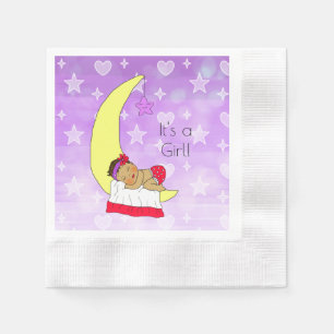 Serviette En Papier Un bébé ethnique dort sur la lune