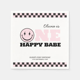 Serviette En Papier Un Bébé Joyeux Rétro Fille Anniversaire