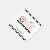 Serviette En Papier Un Bébé Joyeux Rétro Fille Anniversaire (Coin)