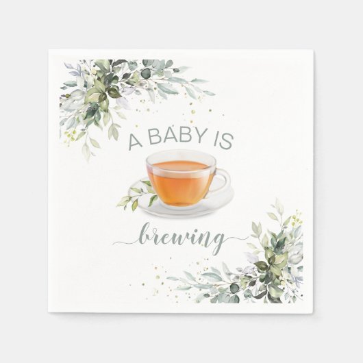 Serviette En Papier Un bébé prépare le Baby shower Tea Party (Devant)