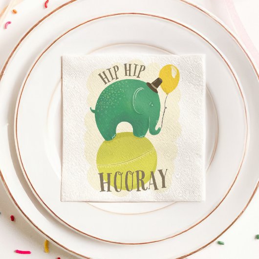 Serviette En Papier Un bel éléphant. Hip Hip Hooray animal anniversair
