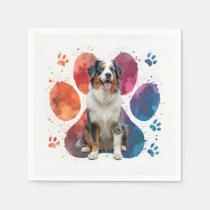 Serviette En Papier Un berger australien en empreinte